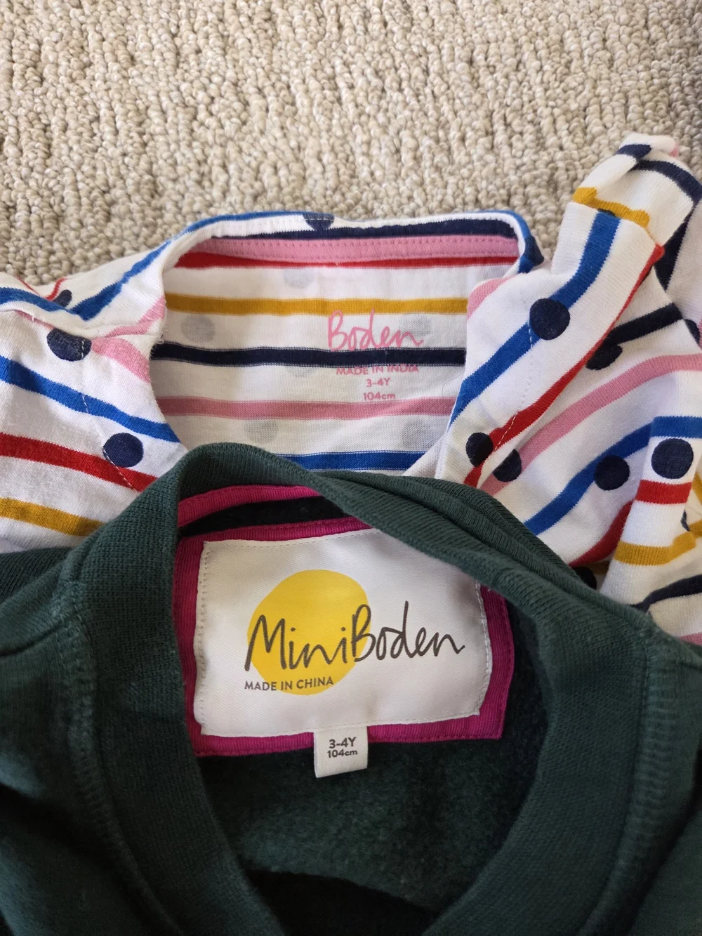 Mini Boden Girls Dinosaur Sweatshirt and Striped Top Set Size 3-4Y